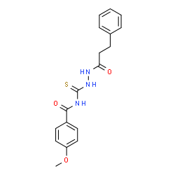 ChemSpider 2D Image | 4-methoxy-N-{[2-(3-phenylpropanoyl)hydrazino]carbothioyl}benzamide | C18H19N3O3S