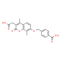 ChemSpider 2D Image | 4-({[3-(Carboxymethyl)-4,8-dimethyl-2-oxo-2H-chromen-7-yl]oxy}methyl)benzoic acid | C21H18O7
