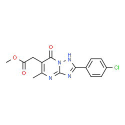 ChemSpider 2D Image | Methyl [2-(4-chlorophenyl)-5-methyl-7-oxo-1,7-dihydro[1,2,4]triazolo[1,5-a]pyrimidin-6-yl]acetate | C15H13ClN4O3