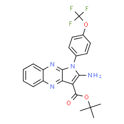 ChemSpider 2D Image | 2-Methyl-2-propanyl 2-amino-1-[4-(trifluoromethoxy)phenyl]-1H-pyrrolo[2,3-b]quinoxaline-3-carboxylate | C22H19F3N4O3