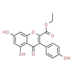 ChemSpider 2D Image | Ethyl 5,7-dihydroxy-3-(4-hydroxyphenyl)-4-oxo-4H-chromene-2-carboxylate | C18H14O7
