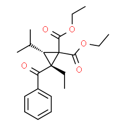 ChemSpider 2D Image | Diethyl (2R,3S)-2-benzoyl-2-ethyl-3-isopropyl-1,1-cyclopropanedicarboxylate | C21H28O5