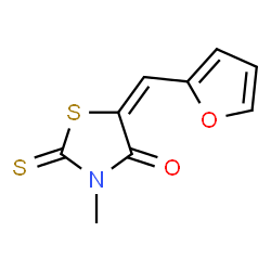 ChemSpider 2D Image | (5E)-5-(2-Furylmethylene)-3-methyl-2-thioxo-1,3-thiazolidin-4-one | C9H7NO2S2