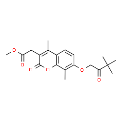 ChemSpider 2D Image | Methyl [7-(3,3-dimethyl-2-oxobutoxy)-4,8-dimethyl-2-oxo-2H-chromen-3-yl]acetate | C20H24O6