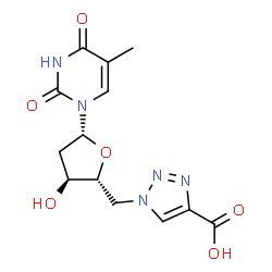 ChemSpider 2D Image | 5'-(4-Carboxy-1H-1,2,3-triazol-1-yl)-5'-deoxythymidine | C13H15N5O6