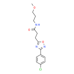 ChemSpider 2D Image | 3-[3-(4-Chlorophenyl)-1,2,4-oxadiazol-5-yl]-N-(3-methoxypropyl)propanamide | C15H18ClN3O3