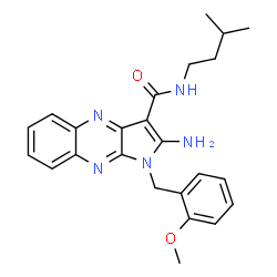 ChemSpider 2D Image | 2-Amino-1-(2-methoxybenzyl)-N-(3-methylbutyl)-1H-pyrrolo[2,3-b]quinoxaline-3-carboxamide | C24H27N5O2