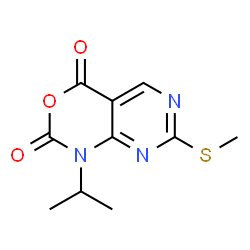 ChemSpider 2D Image | 1-Isopropyl-7-(methylsulfanyl)-2H-pyrimido[4,5-d][1,3]oxazine-2,4(1H)-dione | C10H11N3O3S