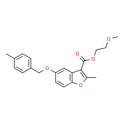 ChemSpider 2D Image | 2-Methoxyethyl 2-methyl-5-[(4-methylbenzyl)oxy]-1-benzofuran-3-carboxylate | C21H22O5
