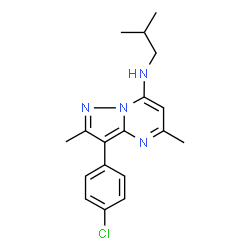 ChemSpider 2D Image | 3-(4-Chlorophenyl)-N-isobutyl-2,5-dimethylpyrazolo[1,5-a]pyrimidin-7-amine | C18H21ClN4