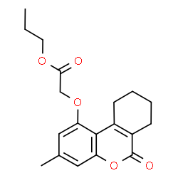 ChemSpider 2D Image | Propyl [(3-methyl-6-oxo-7,8,9,10-tetrahydro-6H-benzo[c]chromen-1-yl)oxy]acetate | C19H22O5