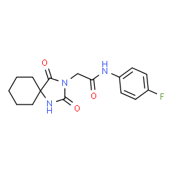 ChemSpider 2D Image | 2-(2,4-Dioxo-1,3-diazaspiro[4.5]dec-3-yl)-N-(4-fluorophenyl)acetamide | C16H18FN3O3
