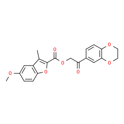 ChemSpider 2D Image | 2-(2,3-Dihydro-1,4-benzodioxin-6-yl)-2-oxoethyl 5-methoxy-3-methyl-1-benzofuran-2-carboxylate | C21H18O7