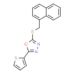 ChemSpider 2D Image | 2-[(1-Naphthylmethyl)sulfanyl]-5-(2-thienyl)-1,3,4-oxadiazole | C17H12N2OS2
