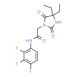 ChemSpider 2D Image | 2-(4,4-Diethyl-2,5-dioxo-1-imidazolidinyl)-N-(2,3,4-trifluorophenyl)acetamide | C15H16F3N3O3