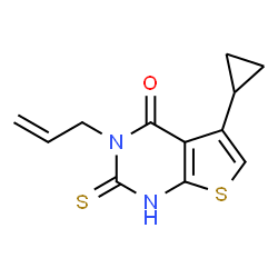 ChemSpider 2D Image | 3-allyl-5-cyclopropyl-2-mercaptothieno[2,3-d]pyrimidin-4(3H)-one | C12H12N2OS2