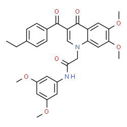 ChemSpider 2D Image | N-(3,5-Dimethoxyphenyl)-2-[3-(4-ethylbenzoyl)-6,7-dimethoxy-4-oxo-1(4H)-quinolinyl]acetamide | C30H30N2O7