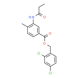 ChemSpider 2D Image | 2,4-Dichlorobenzyl 4-methyl-3-(propionylamino)benzoate | C18H17Cl2NO3