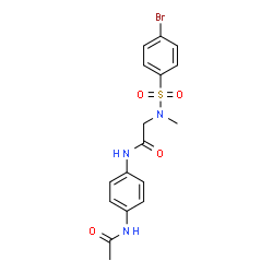 ChemSpider 2D Image | N-(4-Acetamidophenyl)-N~2~-[(4-bromophenyl)sulfonyl]-N~2~-methylglycinamide | C17H18BrN3O4S