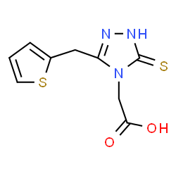 ChemSpider 2D Image | [3-(2-Thienylmethyl)-5-thioxo-1,5-dihydro-4H-1,2,4-triazol-4-yl]acetic acid | C9H9N3O2S2