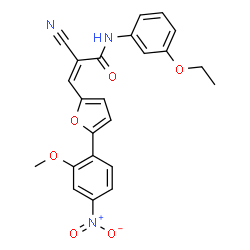 ChemSpider 2D Image | (2Z)-2-Cyano-N-(3-ethoxyphenyl)-3-[5-(2-methoxy-4-nitrophenyl)-2-furyl]acrylamide | C23H19N3O6
