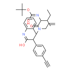 ChemSpider 2D Image | N-Allyl-N-{1-(4-ethynylphenyl)-2-[(2-methylphenyl)amino]-2-oxoethyl}-N~2~-{[(2-methyl-2-propanyl)oxy]carbonyl}isoleucinamide | C31H39N3O4