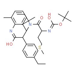 ChemSpider 2D Image | 2-Methyl-2-propanyl {1-[{2-[(2,6-dimethylphenyl)amino]-1-(4-ethylphenyl)-2-oxoethyl}(2-methyl-2-butanyl)amino]-4-(methylsulfanyl)-1-oxo-2-butanyl}carbamate | C33H49N3O4S