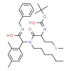 ChemSpider 2D Image | 2-Methyl-2-propanyl [1-{[2-(benzylamino)-1-(2,4-dimethylphenyl)-2-oxoethyl](hexyl)amino}-4-(methylsulfanyl)-1-oxo-2-butanyl]carbamate | C33H49N3O4S