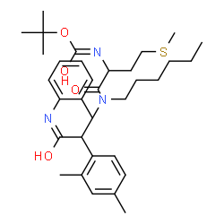 ChemSpider 2D Image | 2-Methyl-2-propanyl {1-[{1-(2,4-dimethylphenyl)-2-[(2-methylphenyl)amino]-2-oxoethyl}(hexyl)amino]-4-(methylsulfanyl)-1-oxo-2-butanyl}carbamate | C33H49N3O4S