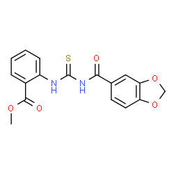 ChemSpider 2D Image | Methyl 2-{[(1,3-benzodioxol-5-ylcarbonyl)carbamothioyl]amino}benzoate | C17H14N2O5S