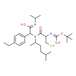 ChemSpider 2D Image | 2-Methyl-2-propanyl (1-{[1-(4-ethylphenyl)-2-(isopropylamino)-2-oxoethyl](5-methyl-2-hexanyl)amino}-1-oxo-3-sulfanyl-2-propanyl)carbamate | C28H47N3O4S