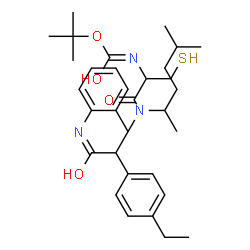 ChemSpider 2D Image | 2-Methyl-2-propanyl {1-[{1-(4-ethylphenyl)-2-[(2-methylphenyl)amino]-2-oxoethyl}(5-methyl-2-hexanyl)amino]-1-oxo-3-sulfanyl-2-propanyl}carbamate | C32H47N3O4S