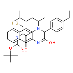 ChemSpider 2D Image | 2-Methyl-2-propanyl (1-{[1-(4-ethylphenyl)-2-(2-naphthylamino)-2-oxoethyl](5-methyl-2-hexanyl)amino}-1-oxo-3-sulfanyl-2-propanyl)carbamate | C35H47N3O4S