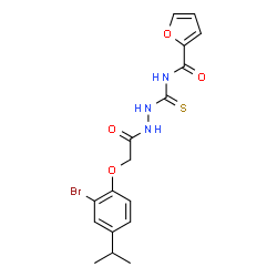 ChemSpider 2D Image | N-({2-[(2-Bromo-4-isopropylphenoxy)acetyl]hydrazino}carbonothioyl)-2-furamide | C17H18BrN3O4S