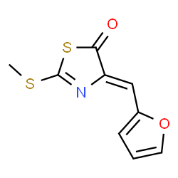 ChemSpider 2D Image | (4Z)-4-(2-Furylmethylene)-2-(methylsulfanyl)-1,3-thiazol-5(4H)-one | C9H7NO2S2