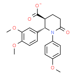 ChemSpider 2D Image | (2S,3S)-2-(3,4-Dimethoxyphenyl)-1-(4-methoxyphenyl)-6-oxo-3-piperidinecarboxylate | C21H22NO6
