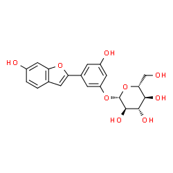 ChemSpider 2D Image | 3-Hydroxy-5-(6-hydroxy-1-benzofuran-2-yl)phenyl beta-D-glucopyranoside | C20H20O9
