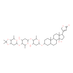 ChemSpider 2D Image | 3-{[2,6-Dideoxy-3,4-O-isopropylidenehexopyranosyl-(1->4)-2,6-dideoxyhexopyranosyl-(1->4)-2,6-dideoxyhexopyranosyl]oxy}-14-hydroxycard-20(22)-enolide | C44H68O13