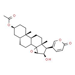 ChemSpider 2D Image | (3beta,5beta,8xi,14xi,15beta,16beta)-3-Acetoxy-16-hydroxy-14,15-epoxybufa-20,22-dienolide | C26H34O6