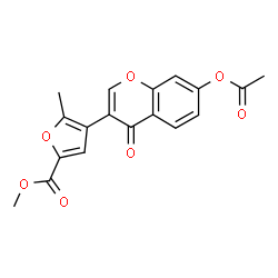 ChemSpider 2D Image | Methyl 4-(7-acetoxy-4-oxo-4H-chromen-3-yl)-5-methyl-2-furoate | C18H14O7