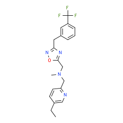 ChemSpider 2D Image | 1-(5-Ethyl-2-pyridinyl)-N-methyl-N-({3-[3-(trifluoromethyl)benzyl]-1,2,4-oxadiazol-5-yl}methyl)methanamine | C20H21F3N4O