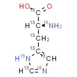ChemSpider 2D Image | (~13~C_6_,~15~N_3_)Histidine | 13C6H915N3O2