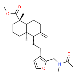 ChemSpider 2D Image | Methyl (1S,4aR,5S)-5-[2-(2-{[acetyl(methyl)amino]methyl}-3-furyl)ethyl]-1,4a-dimethyl-6-methylenedecahydro-1-naphthalenecarboxylate | C25H37NO4