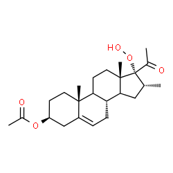ChemSpider 2D Image | (3beta,9xi,14xi,16alpha)-17-Hydroperoxy-16-methyl-20-oxopregn-5-en-3-yl acetate | C24H36O5