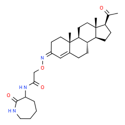 ChemSpider 2D Image | N-(2-Oxo-3-azepanyl)-2-({(Z)-[(3Z)-20-oxopregn-4-en-3-ylidene]amino}oxy)acetamide | C29H43N3O4