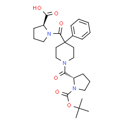 ChemSpider 2D Image | 1-{[1-(1-{[(2-Methyl-2-propanyl)oxy]carbonyl}-L-prolyl)-4-phenyl-4-piperidinyl]carbonyl}-L-proline | C27H37N3O6
