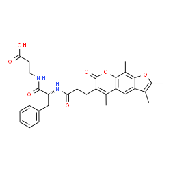 ChemSpider 2D Image | N-[3-(2,3,5,9-Tetramethyl-7-oxo-7H-furo[3,2-g]chromen-6-yl)propanoyl]-D-phenylalanyl-beta-alanine | C30H32N2O7