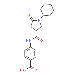 ChemSpider 2D Image | 4-(1-CYCLOHEXYL-5-OXOPYRROLIDINE-3-AMIDO)BENZOIC ACID | C18H22N2O4
