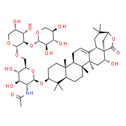 ChemSpider 2D Image | 3-O-[beta-D-xylopyranosyl(1->2)-alpha-L-arabinopyranosyl(1->6)]-2-acetamido-2-deoxy-beta-D-glucopyranosyl acacic acid lactone | C48H75NO17