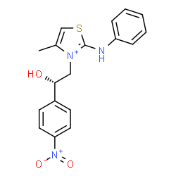 ChemSpider 2D Image | 2-Anilino-3-[(2S)-2-hydroxy-2-(4-nitrophenyl)ethyl]-4-methyl-1,3-thiazol-3-ium | C18H18N3O3S